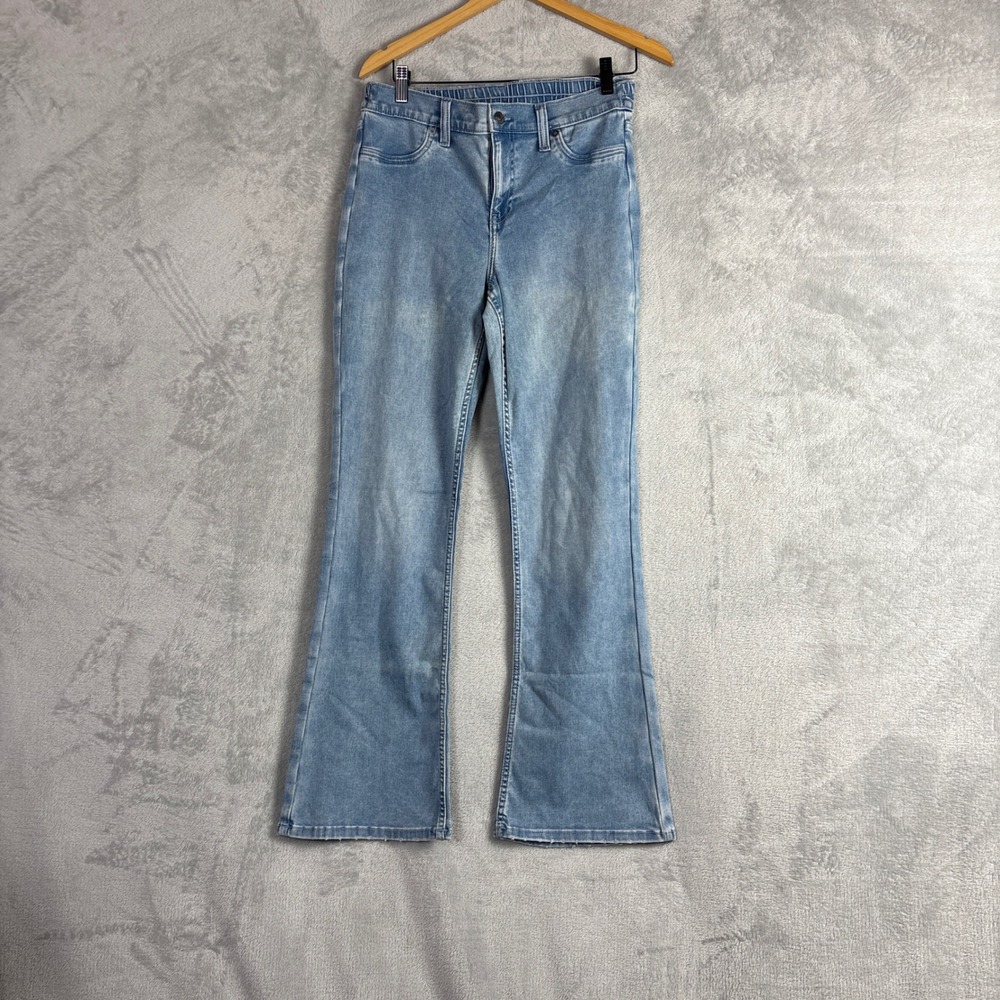Aerie Womens Light Wash Elastic Back High Rise Flare Jeans Blue Size Medium